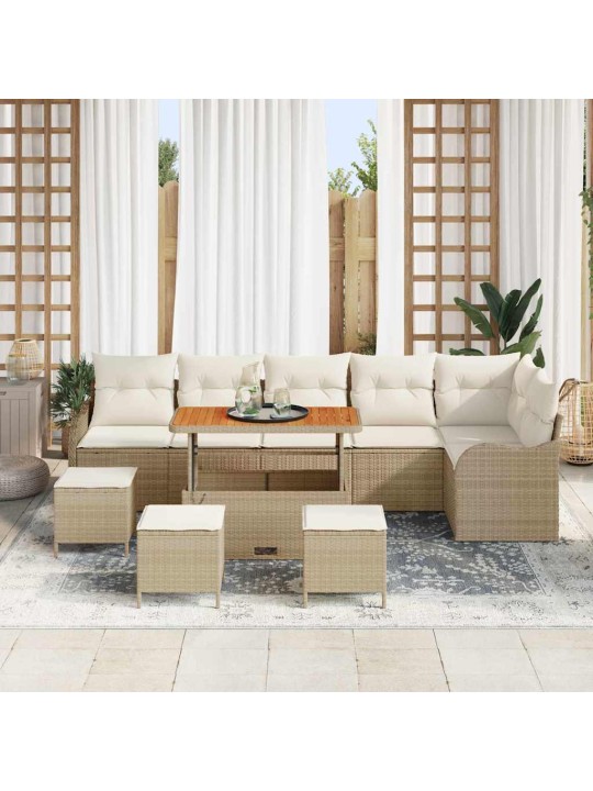 Dārza dīvānu komplekts 10 pcs bēšs un krēms 110 x 55 x 71 cm