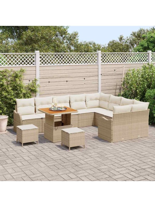 Dārza dīvānu komplekts 12 pcs bēšs un krēms 80 x 80 x 71 cm