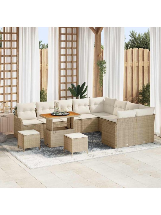 Dārza dīvānu komplekts 12 pcs bēšs un krēms 90 x 55 x 71 cm