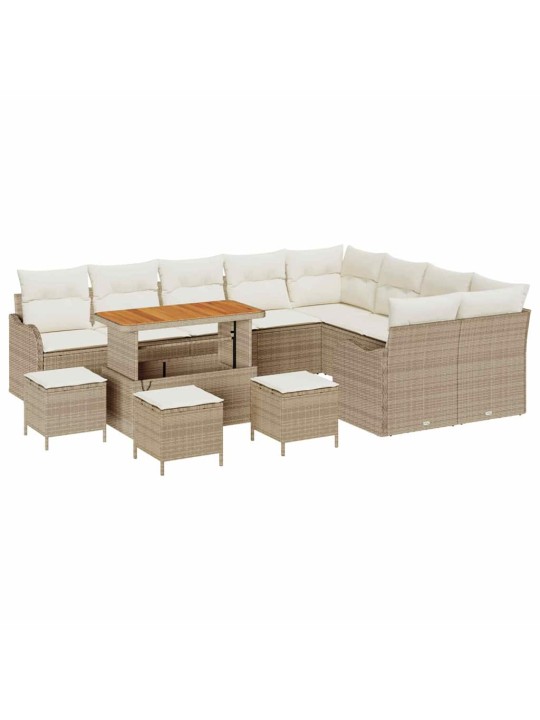 Dārza dīvānu komplekts 13 pcs bēšs un krēms 110 x 55 x 71 cm