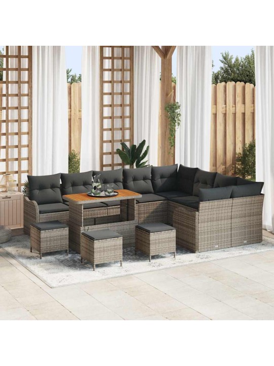 Dārza dīvānu komplekts 13 pcs pelēka 110 x 55 x 71 cm