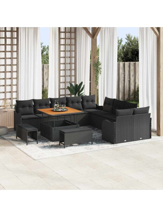 Dārza dīvānu komplekts 13 pcs melna 100 x 100 x 71 cm