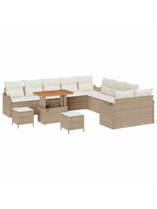 Dārza dīvānu komplekts 13 pcs bēšs un krēms 90 x 55 x 71 cm