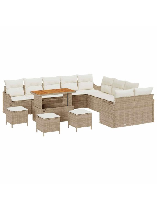 Dārza dīvānu komplekts 14 pcs bēšs un krēms 110 x 55 x 71 cm