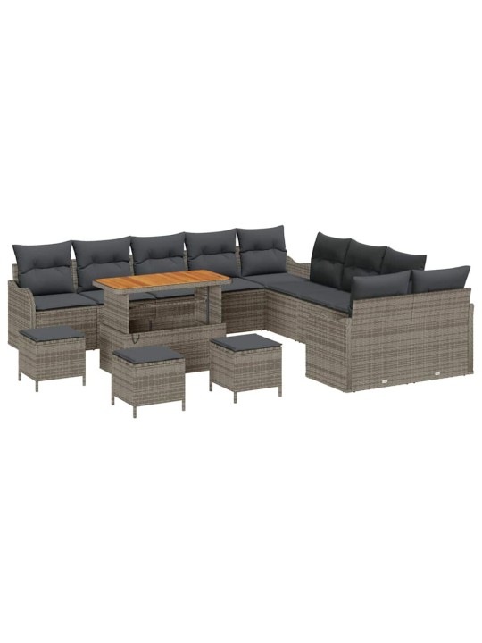 Dārza dīvānu komplekts 14 pcs pelēka 110 x 55 x 71 cm
