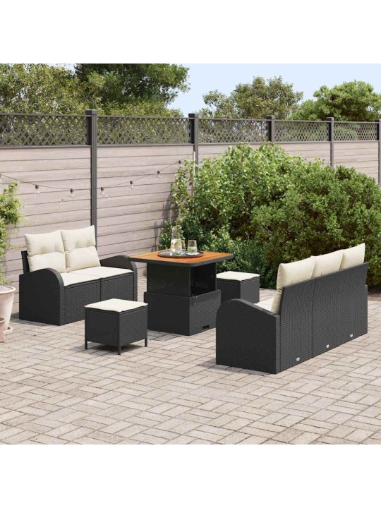 Dārza dīvānu komplekts 8 pcs melns un krēmkrāsa 80 x 80 x 71 cm