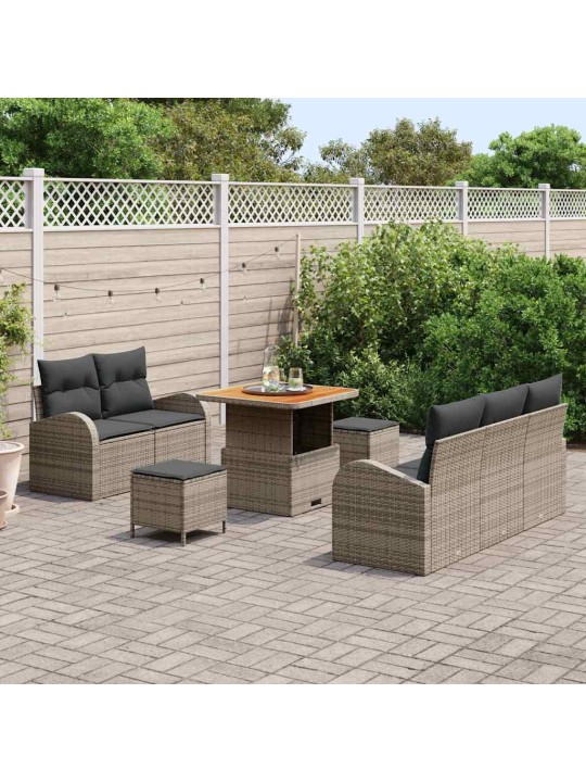 Dārza dīvānu komplekts ar spilvenu 8 pcs pelēka 80 x 80 x 71 cm