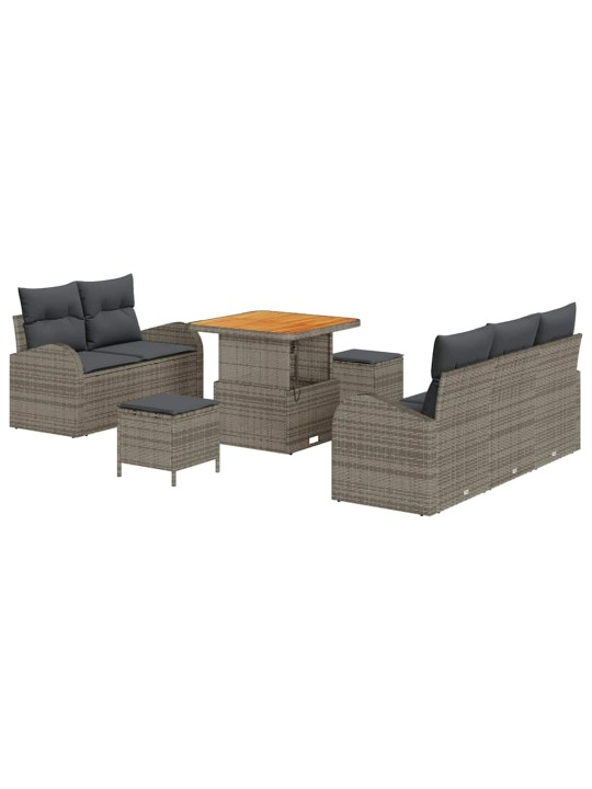 Dārza dīvānu komplekts ar spilvenu 8 pcs pelēka 80 x 80 x 71 cm