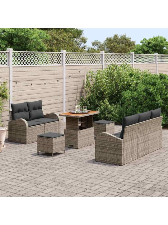 Dārza dīvānu komplekts ar spilvenu 8 pcs pelēka 90 x 55 x 71 cm