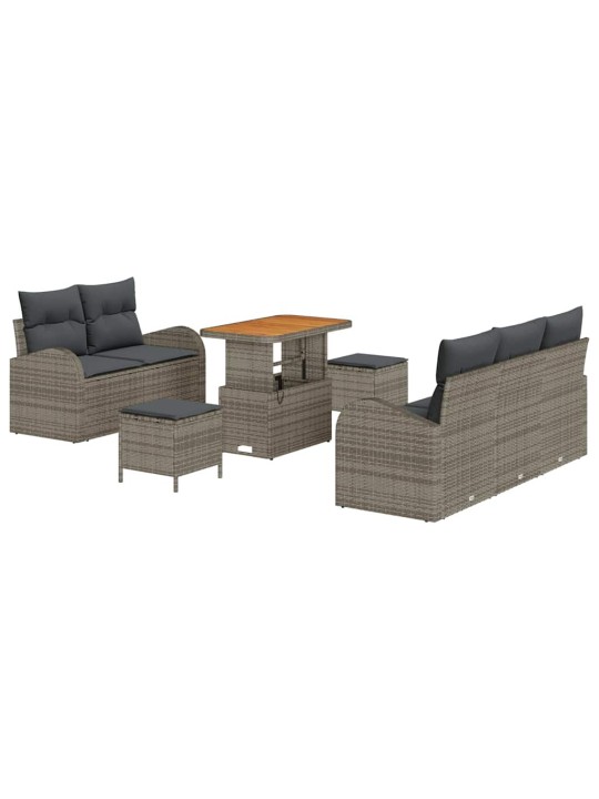 Dārza dīvānu komplekts ar spilvenu 8 pcs pelēka 90 x 55 x 71 cm
