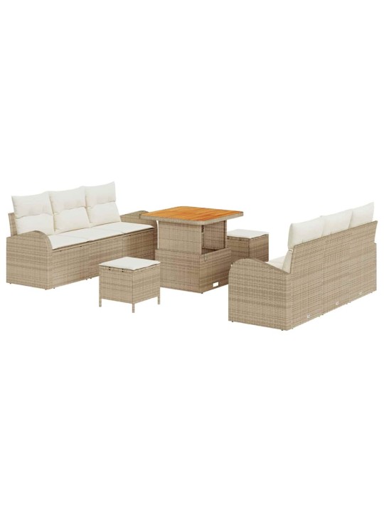 Dārza dīvānu komplekts 9 pcs bēšs un krēms 80 x 80 x 71 cm