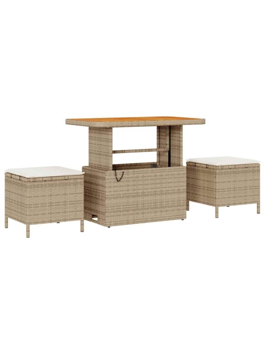 Dārza dīvānu komplekts 9 pcs bēšs un krēms 90 x 55 x 71 cm