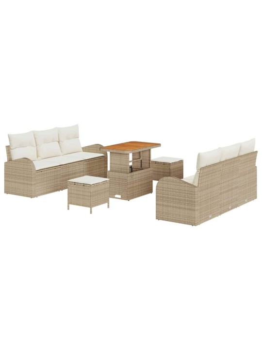 Dārza dīvānu komplekts 9 pcs bēšs un krēms 90 x 55 x 71 cm