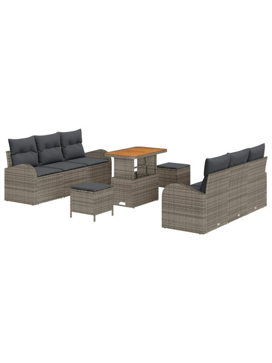 Dārza dīvānu komplekts ar spilvenu 9 pcs pelēka 90 x 55 x 71 cm