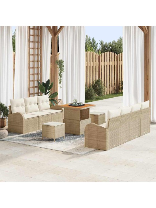 Dārza dīvānu komplekts 10 pcs bēšs un krēms 80 x 80 x 71 cm