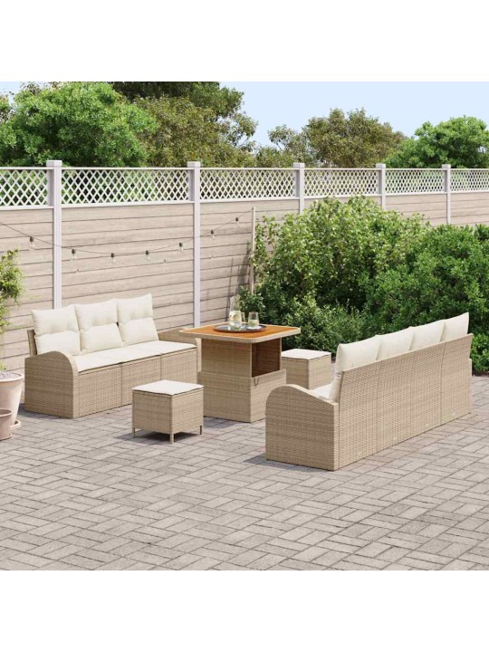 Dārza dīvānu komplekts 10 pcs bēšs un krēms 80 x 80 x 71 cm
