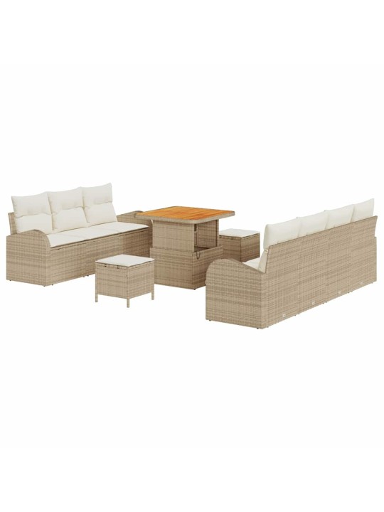 Dārza dīvānu komplekts 10 pcs bēšs un krēms 80 x 80 x 71 cm