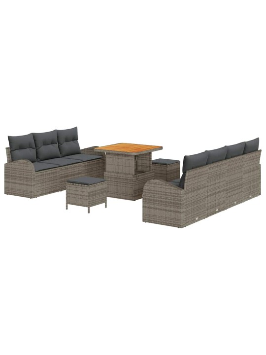 Dārza dīvānu komplekts 10 pcs pelēka 80 x 80 x 71 cm