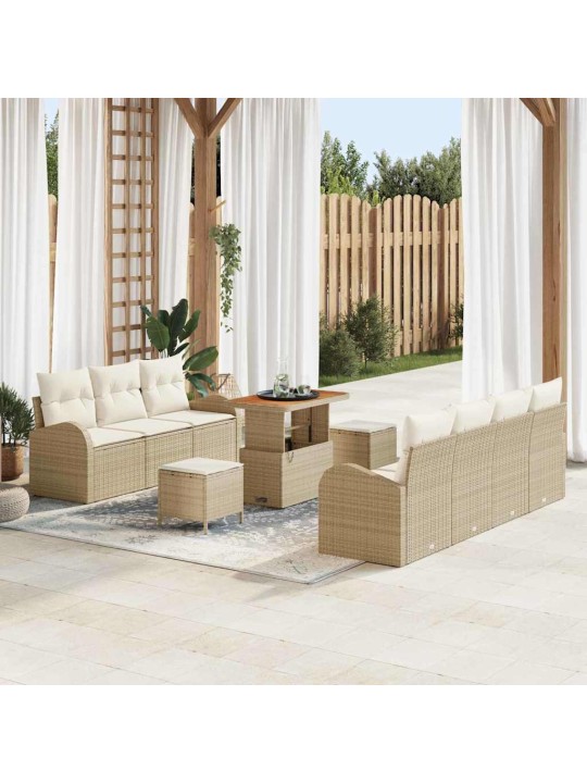 Dārza dīvānu komplekts 10 pcs bēšs un krēms 90 x 55 x 71 cm