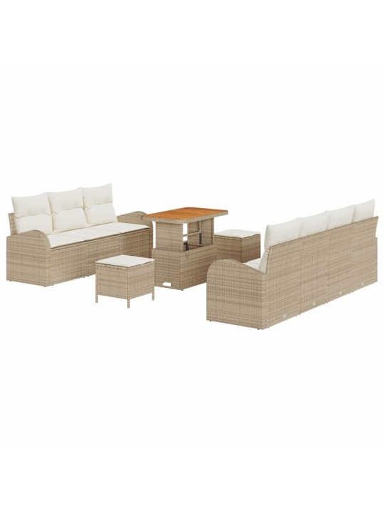 Dārza dīvānu komplekts 10 pcs bēšs un krēms 90 x 55 x 71 cm