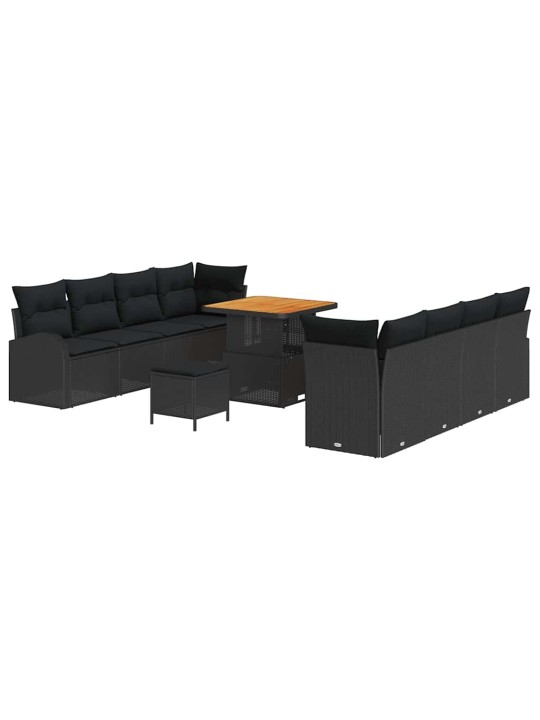 Dārza dīvānu komplekts ar spilvenu 11 pcs melna 80 x 80 x 71 cm