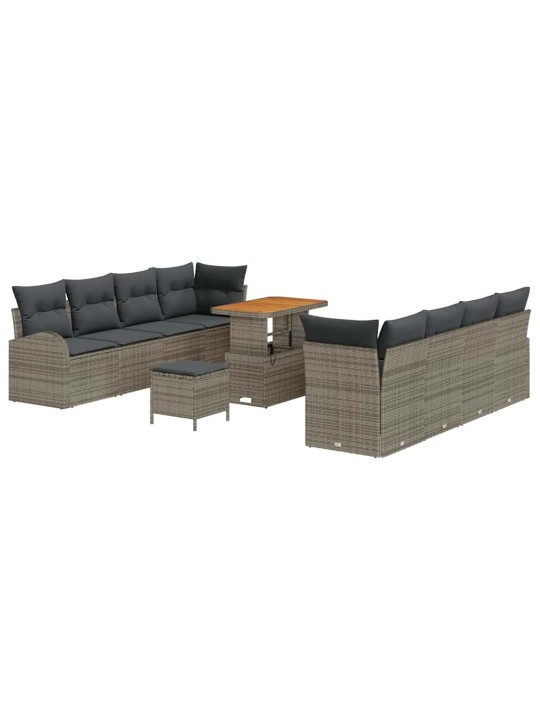 Dārza dīvānu komplekts 11 pcs pelēka 90 x 55 x 71 cm