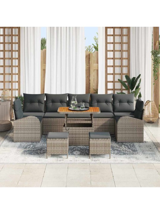 Dārza dīvānu komplekts 10 pcs pelēka 90 x 55 x 71 cm