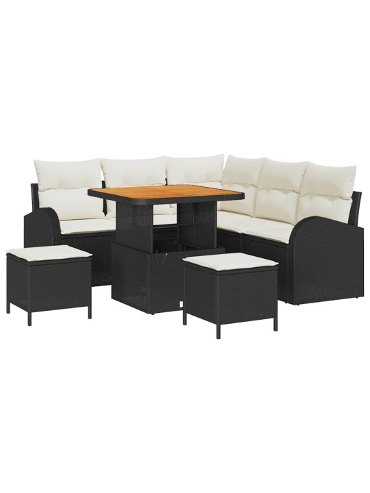 Dārza dīvānu komplekts 8 pcs melns, krēms 80 x 80 x 71 cm