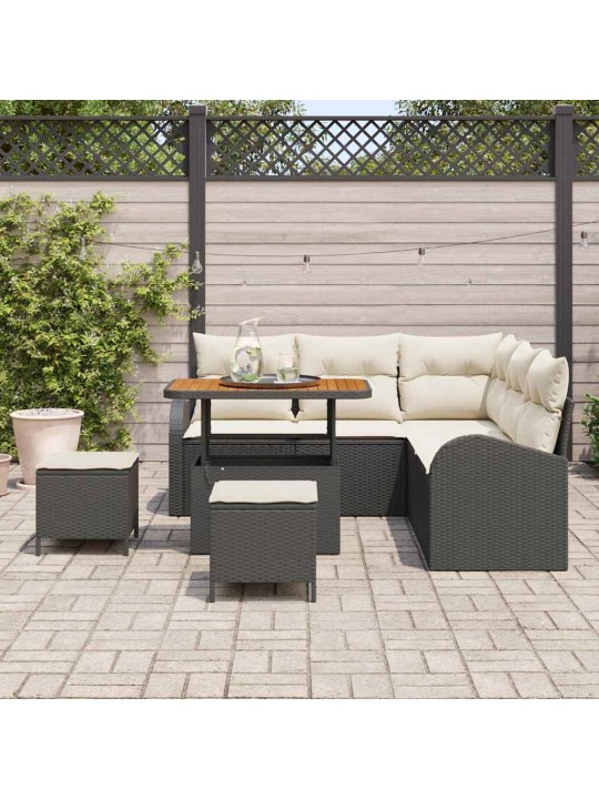 Dārza dīvānu komplekts 8 pcs melns, krēms 90 x 55 x 71 cm