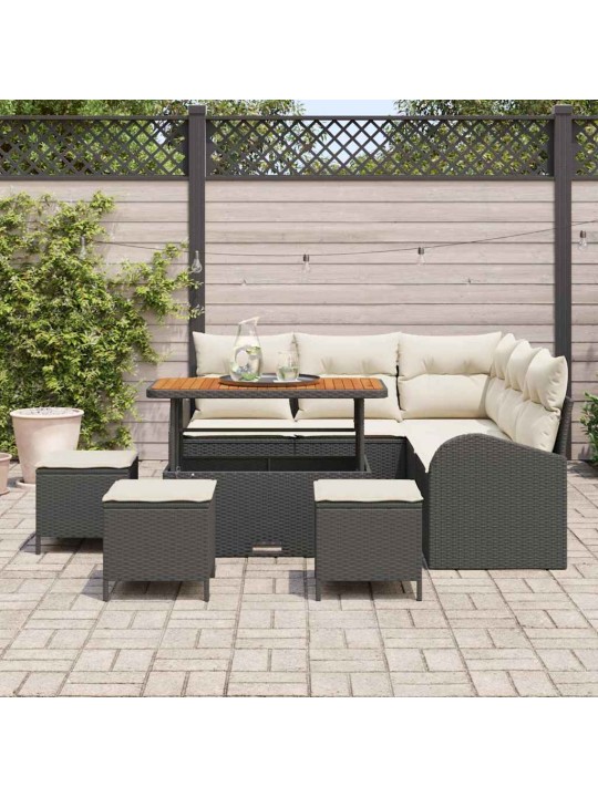 Dārza dīvānu komplekts 9 pcs melns, krēms 110 x 55 x 71 cm