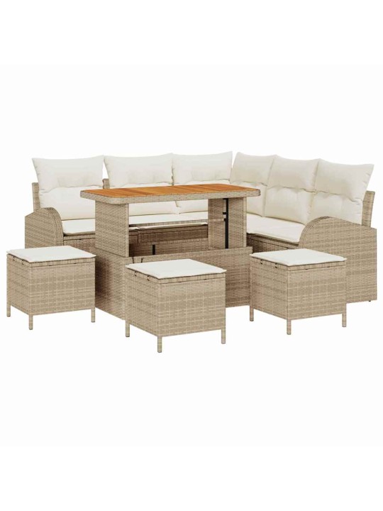 Dārza dīvānu komplekts 9 pcs bēšs un krēms 110 x 55 x 71 cm