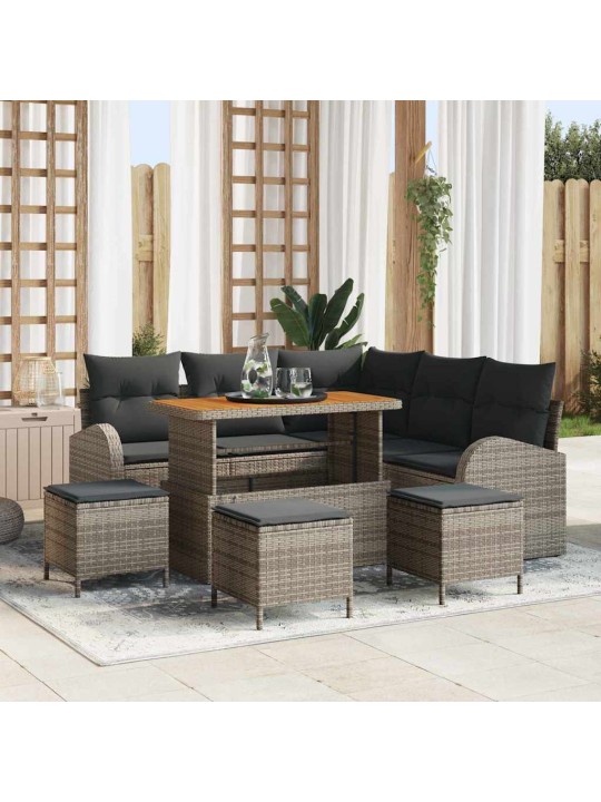 Dārza dīvānu komplekts 9 pcs pelēka 110 x 55 x 71 cm