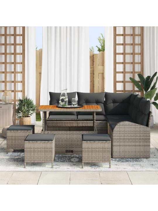 Dārza dīvānu komplekts 9 pcs pelēka 110 x 55 x 71 cm