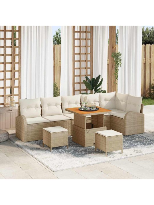 Dārza dīvānu komplekts 9 pcs bēšs un krēms 80 x 80 x 71 cm