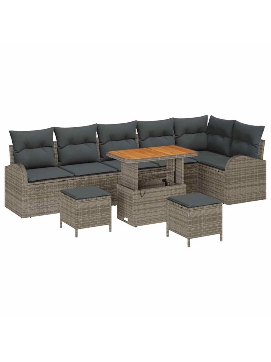 Dārza dīvānu komplekts ar spilvenu 9 pcs pelēka 90 x 55 x 71 cm