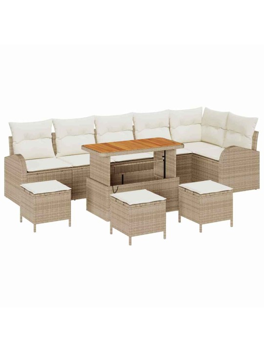 Dārza dīvānu komplekts 10 pcs bēšs un krēms 110 x 55 x 71 cm