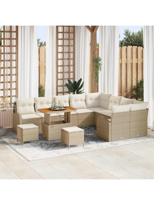 Dārza dīvānu komplekts 12 pcs bēšs un krēms 90 x 55 x 71 cm