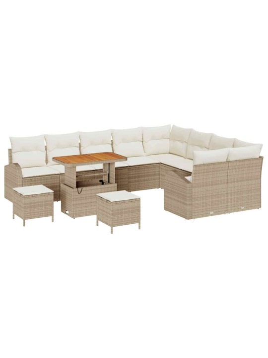 Dārza dīvānu komplekts 12 pcs bēšs un krēms 90 x 55 x 71 cm