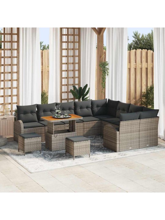 Dārza dīvānu komplekts 12 pcs pelēka 90 x 55 x 71 cm