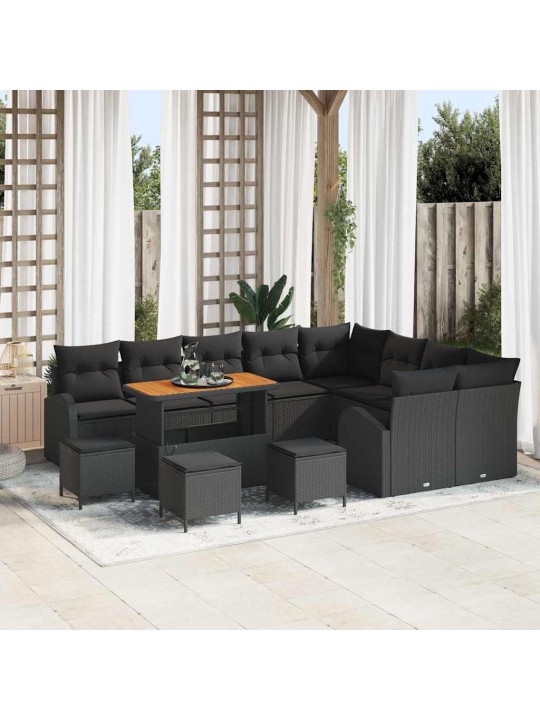 Dārza dīvānu komplekts 13 pcs melna 110 x 55 x 71 cm