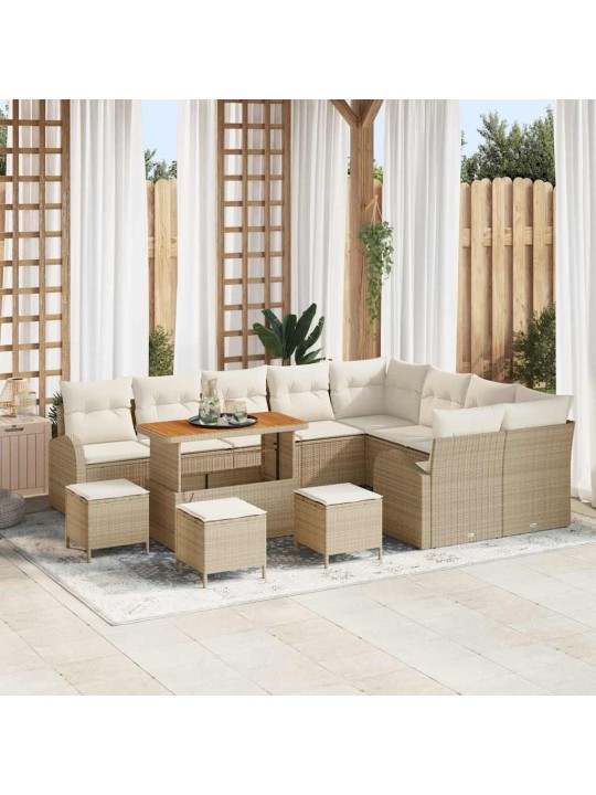 Dārza dīvānu komplekts 13 pcs bēšs un krēms 110 x 55 x 71 cm