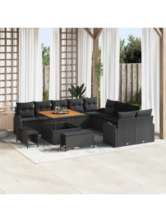 Dārza dīvānu komplekts 13 pcs melna 100 x 100 x 71 cm