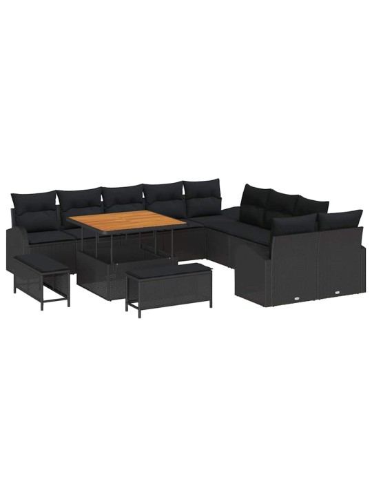 Dārza dīvānu komplekts 13 pcs melna 100 x 100 x 71 cm