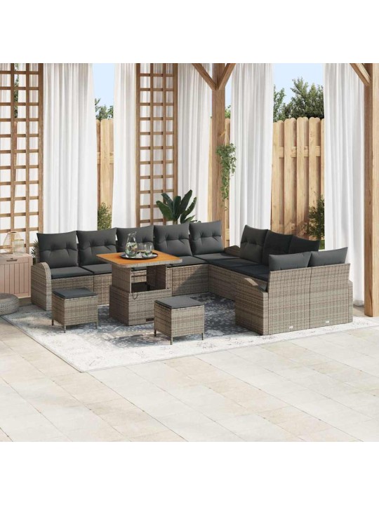 Dārza dīvānu komplekts 13 pcs pelēka 80 x 80 x 71 cm