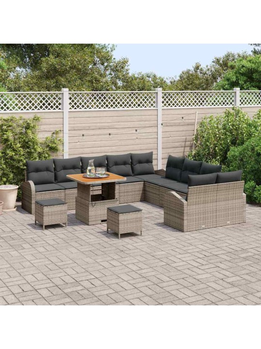 Dārza dīvānu komplekts 13 pcs pelēka 80 x 80 x 71 cm