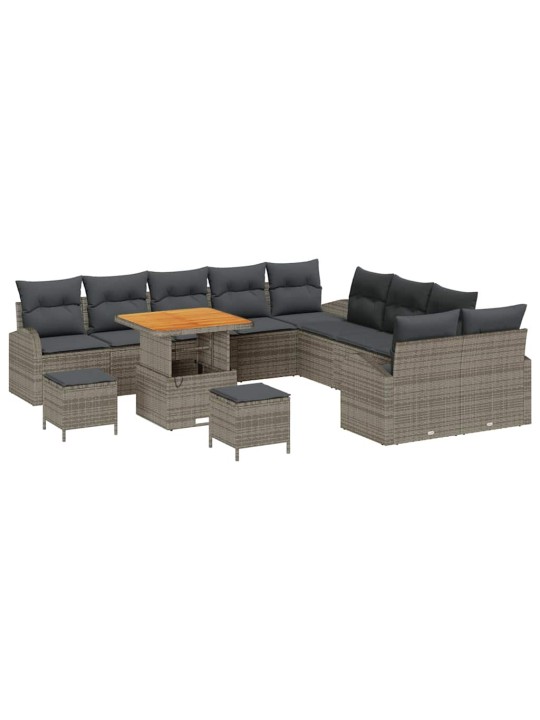 Dārza dīvānu komplekts 13 pcs pelēka 80 x 80 x 71 cm