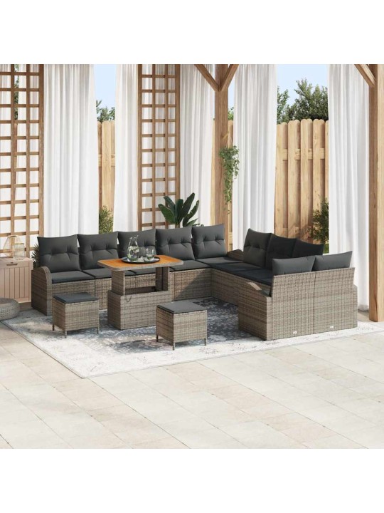 Dārza dīvānu komplekts 13 pcs pelēka 90 x 55 x 71 cm