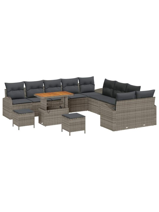 Dārza dīvānu komplekts 13 pcs pelēka 90 x 55 x 71 cm