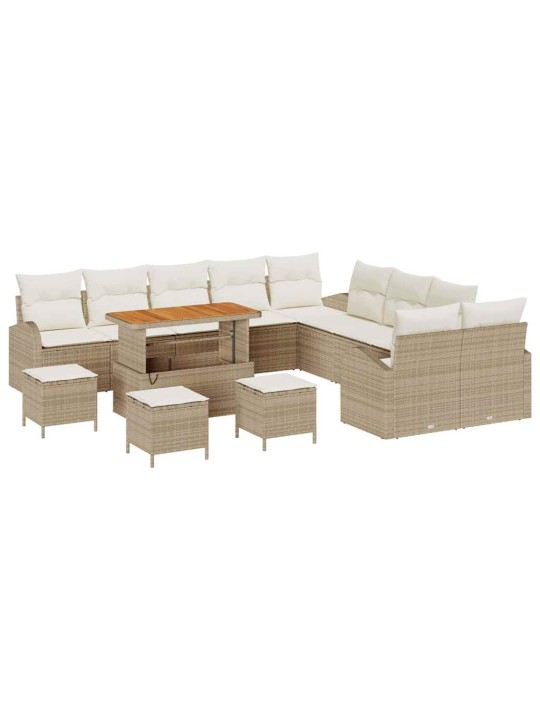 Dārza dīvānu komplekts 14 pcs bēšs un krēms 110 x 55 x 71 cm