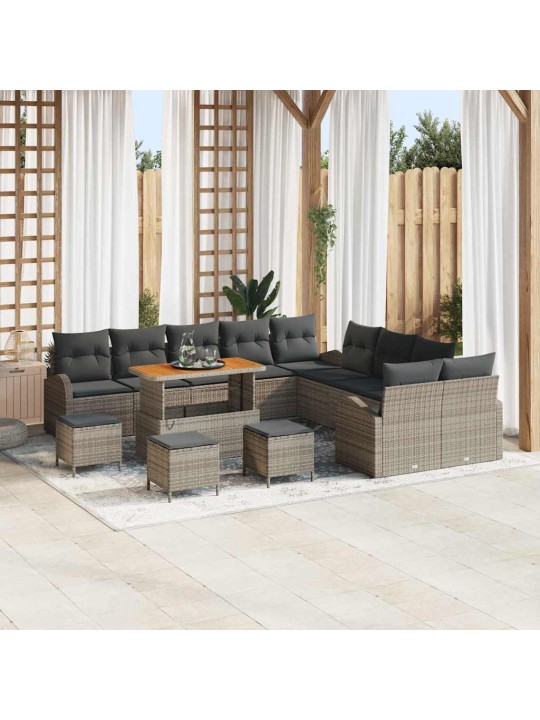 Dārza dīvānu komplekts 14 pcs pelēka 110 x 55 x 71 cm